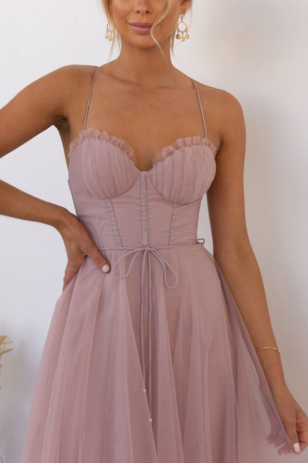 Adelaide | Corset Tulle Sweetheart Midi Dress