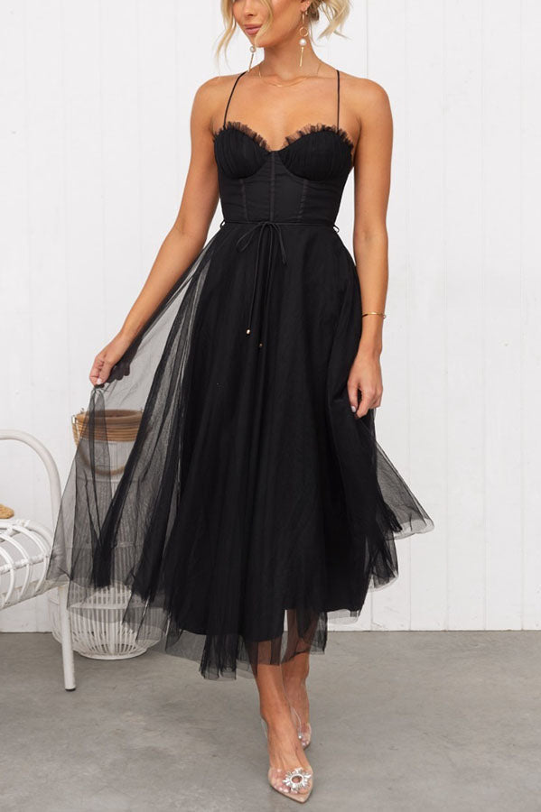 Adelaide | Corset Tulle Sweetheart Midi Dress