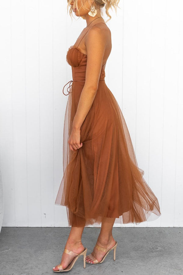 Adelaide | Corset Tulle Sweetheart Midi Dress