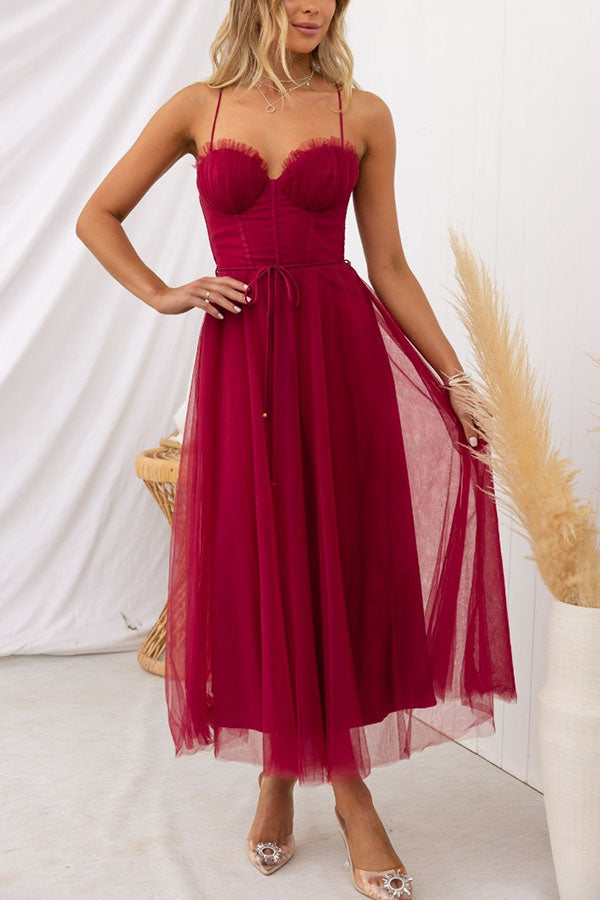 Adelaide | Corset Tulle Sweetheart Midi Dress