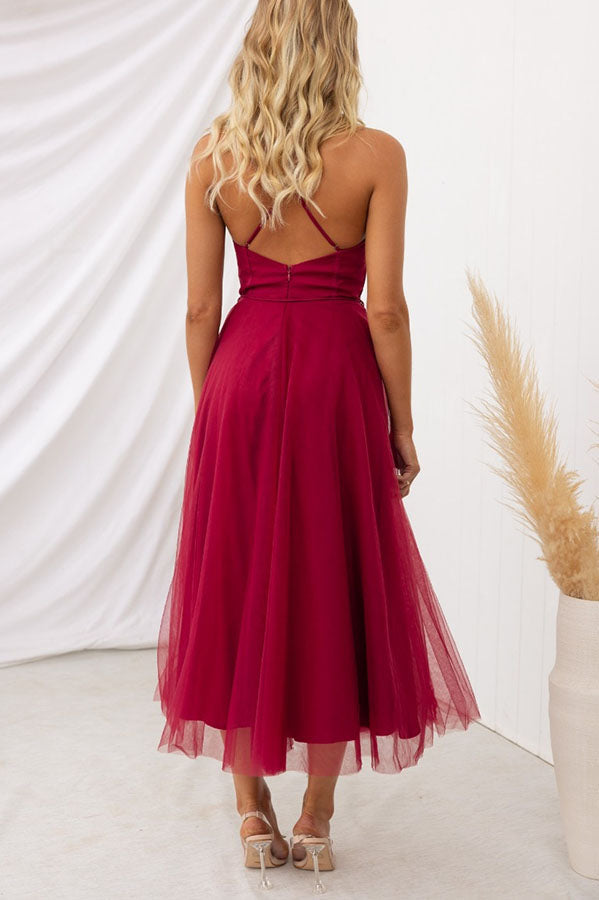 Adelaide | Corset Tulle Sweetheart Midi Dress