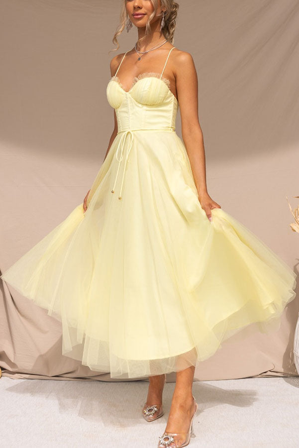 Adelaide | Corset Tulle Sweetheart Midi Dress