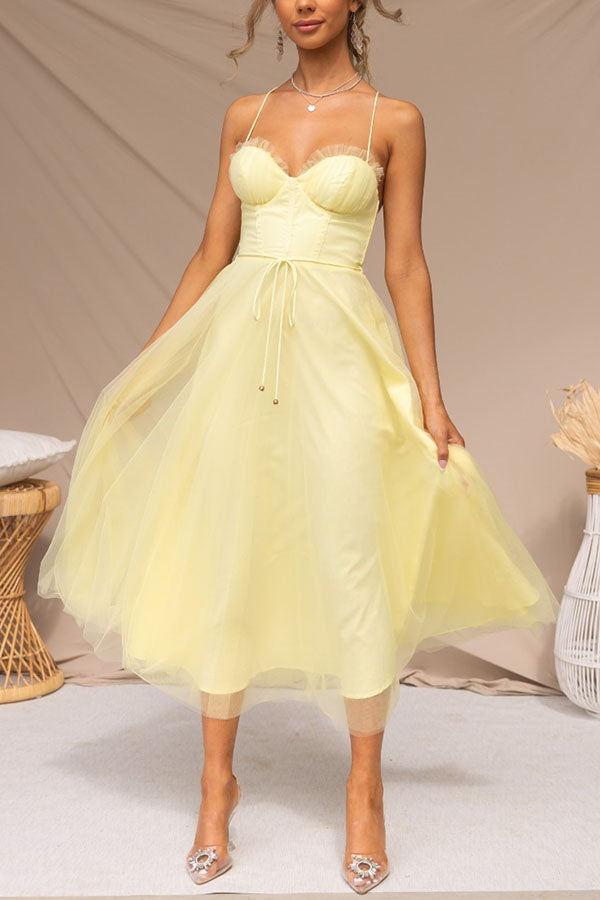 Adelaide | Corset Tulle Sweetheart Midi Dress