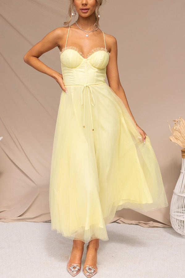 Adelaide | Corset Tulle Sweetheart Midi Dress