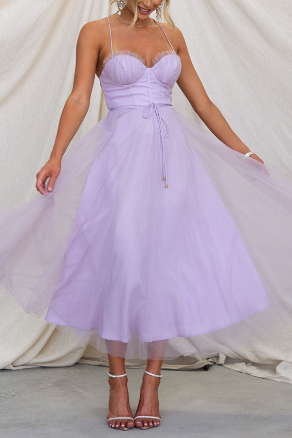 Adelaide | Corset Tulle Sweetheart Midi Dress