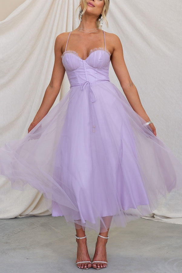 Adelaide | Corset Tulle Sweetheart Midi Dress