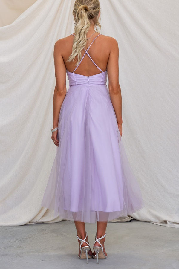 Adelaide | Corset Tulle Sweetheart Midi Dress