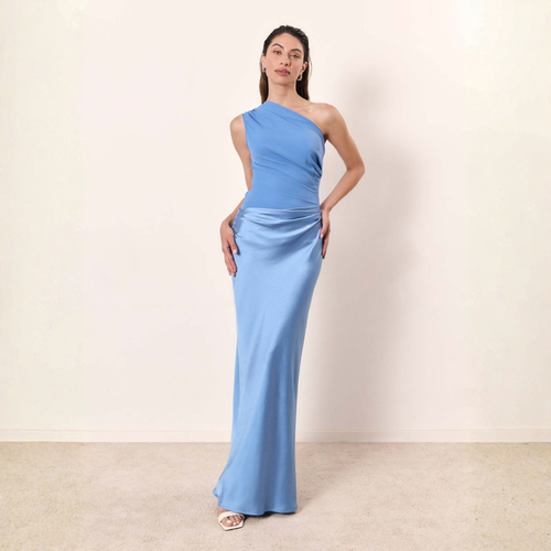 Dulcie | Draped One-Shoulder Satin Maxi Dress