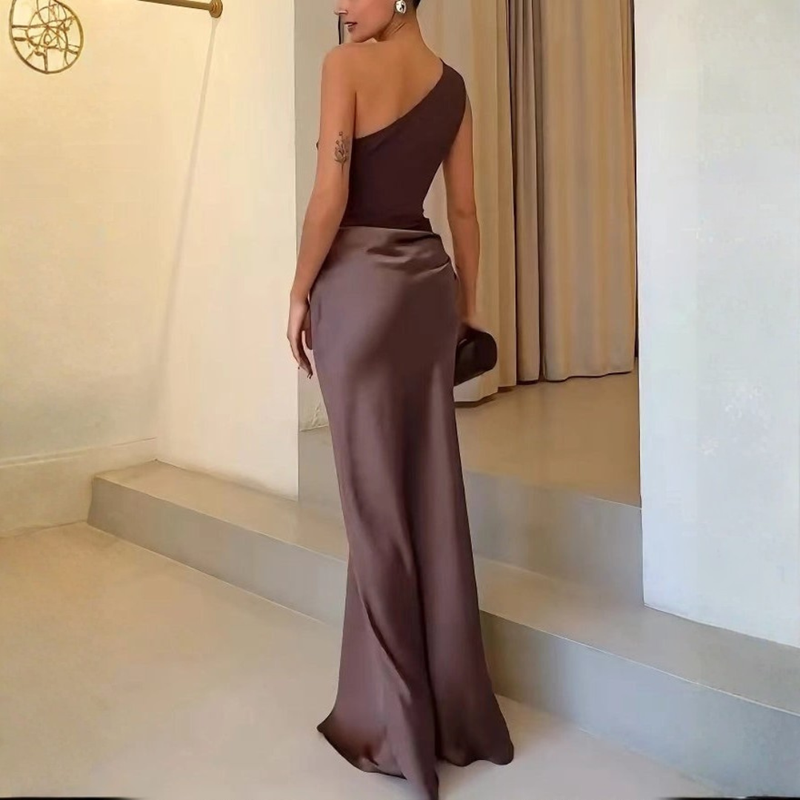 Dulcie | Draped One-Shoulder Satin Maxi Dress