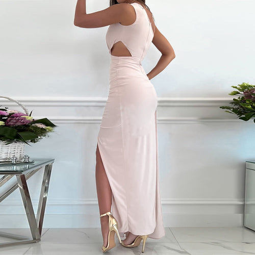 Leonie | Draped One-Shoulder High-Split Maxi Dress