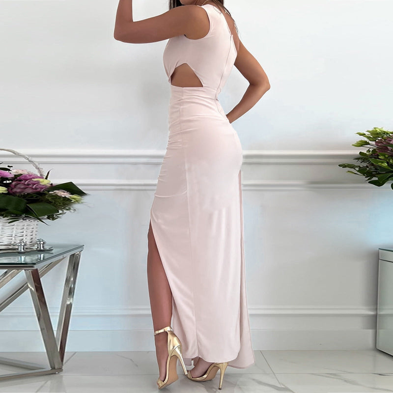 Leonie | Draped One-Shoulder High-Split Maxi Dress