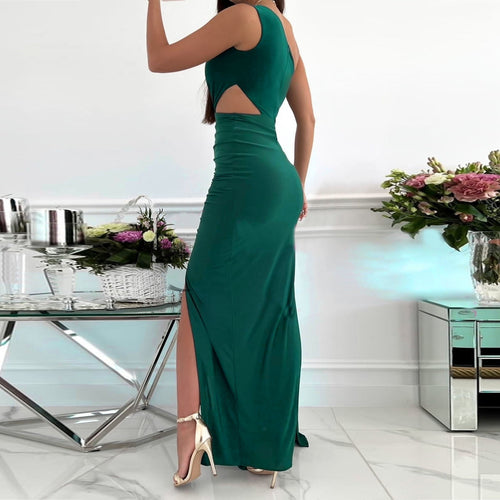 Leonie | Draped One-Shoulder High-Split Maxi Dress