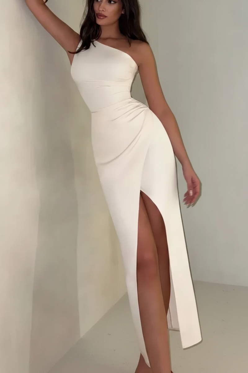 Maisie | One-Shoulder Ruched Split Maxi Dress