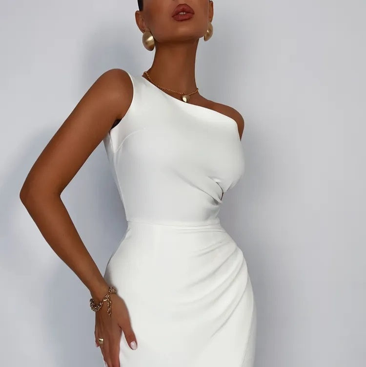 Maisie | One-Shoulder Ruched Split Maxi Dress
