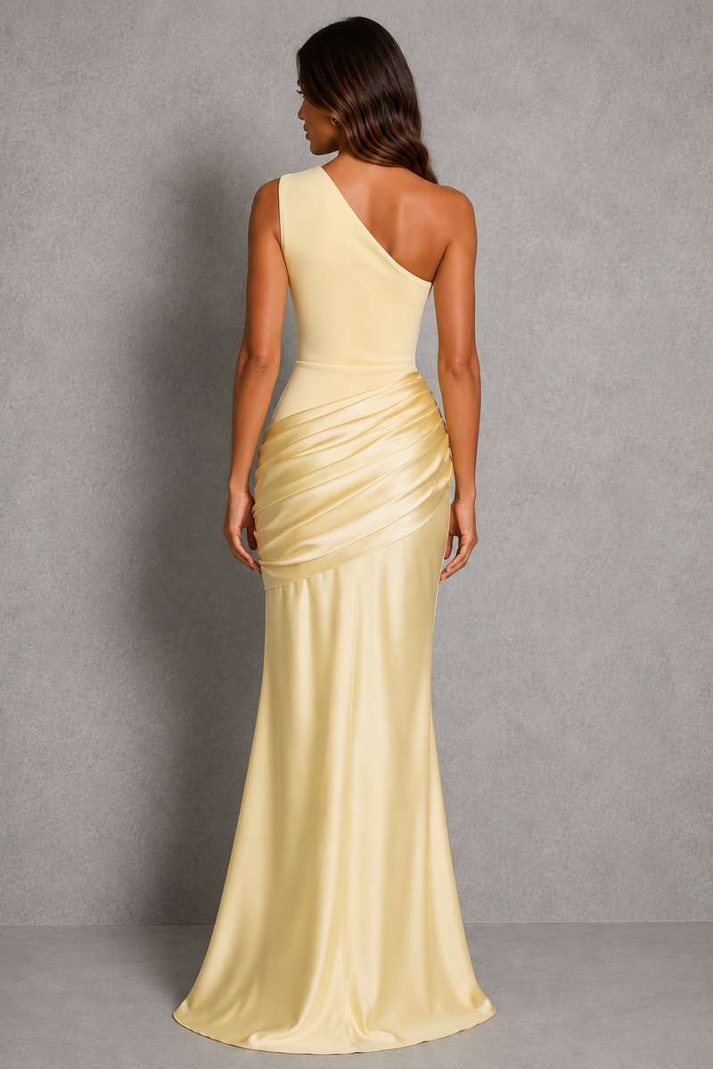 Edwina | Draped One-Shoulder Mermaid Maxi Dress