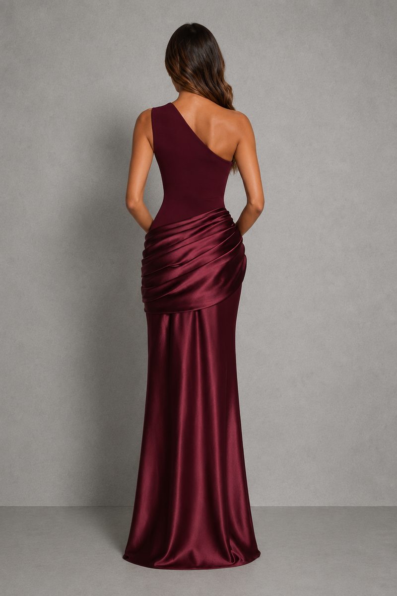 Edwina | Draped One-Shoulder Mermaid Maxi Dress