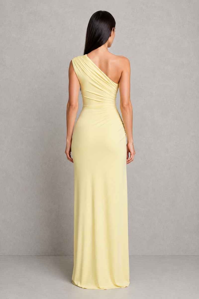 Amelie | Draped One-Shoulder High-Slit Maxi Dress