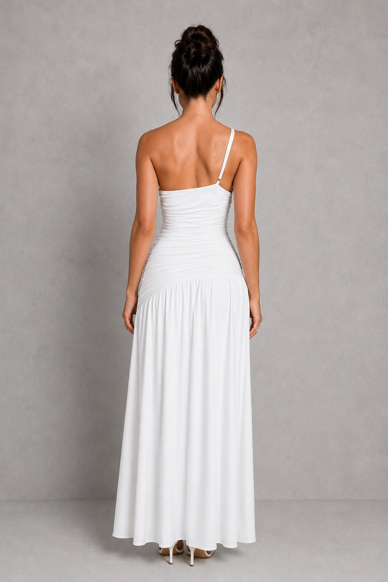 Serafina | One-Shoulder Ruched High-Split Maxi Dress
