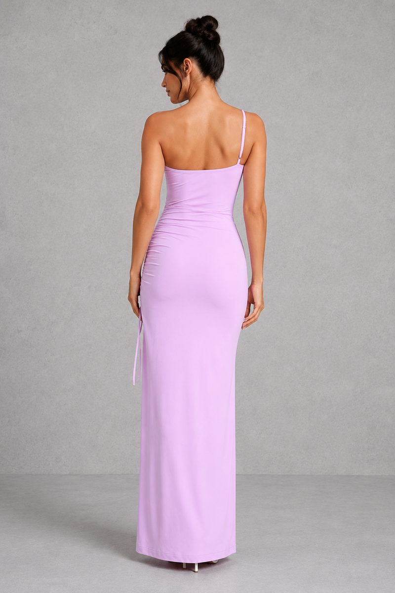 Yvette | One-Shoulder Ruched High-Split Maxi Dress