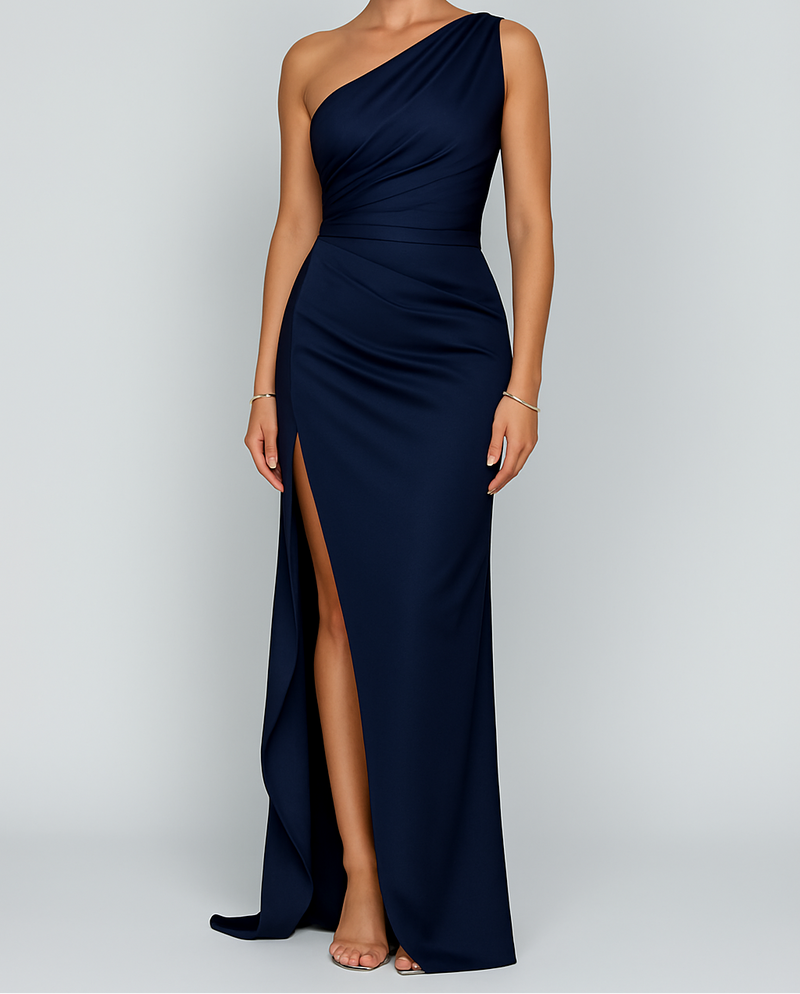 Orla | Satin One-Shoulder High-Slit Maxi Dress