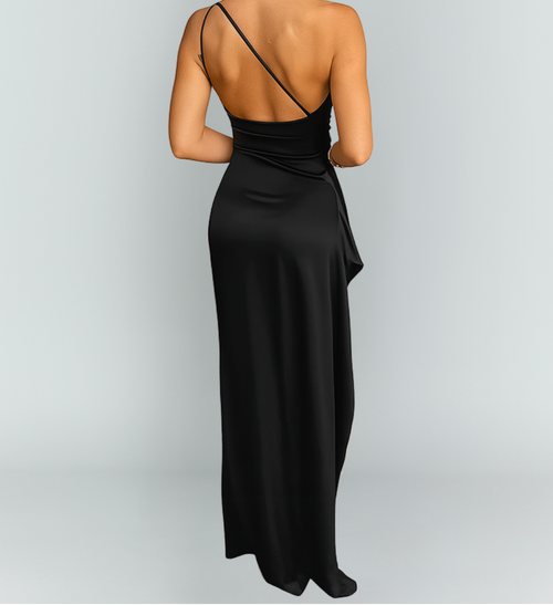 Orla | Satin One-Shoulder High-Slit Maxi Dress