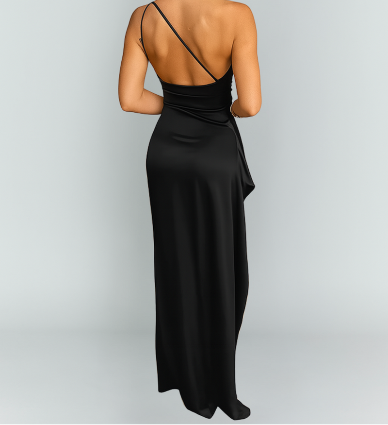 Orla | Satin One-Shoulder High-Slit Maxi Dress