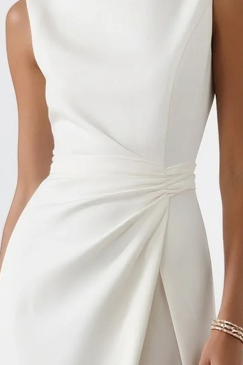 Evadne | Boat Neck Waist-Twist High-Slit Maxi Dress