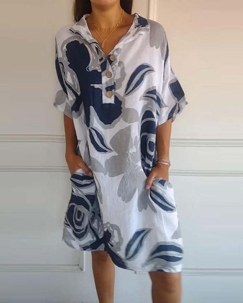 Yvonne floral half-button relaxed shirt midi dress