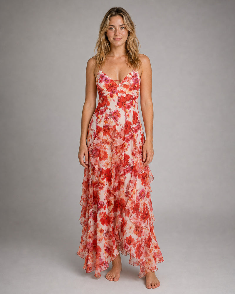 Cleo Tiered Maxi Dress | Women's V-Neck Occasion Gown