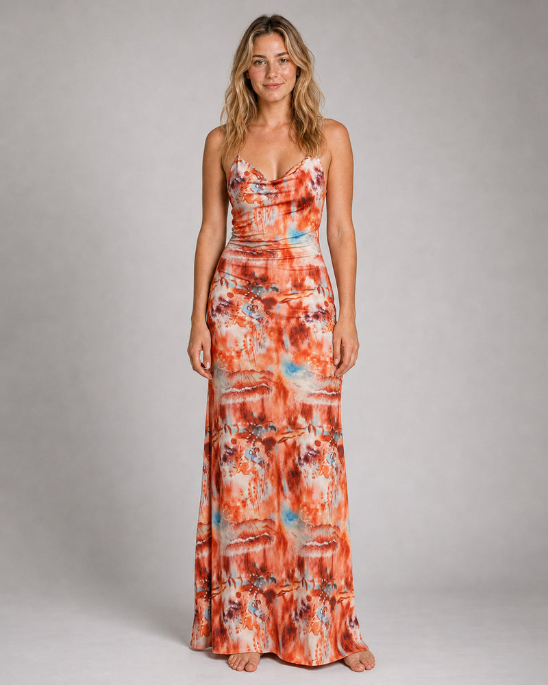 Ruby Cowl-Neck Maxi Dress | Women's Floral Bias-Cut Gown