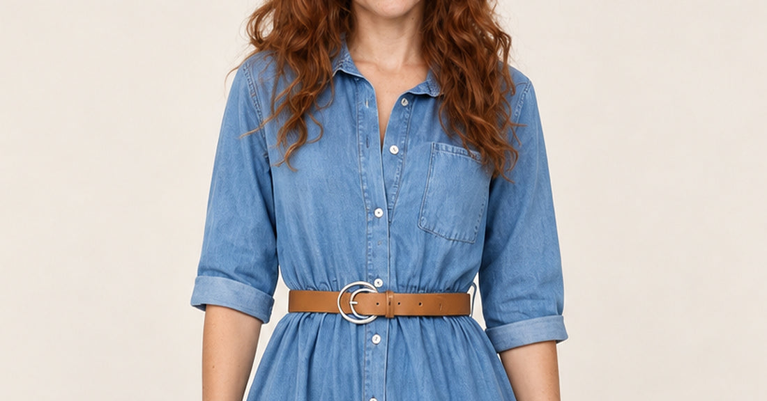 Gretel | Denim Button-Front Tiered Midi Dress