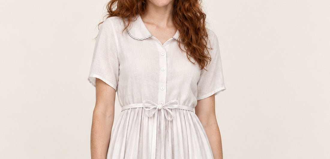 Ettie | Collared Button-Front Tie-Waist Midi Dress