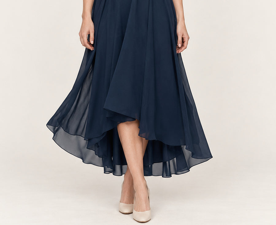 Lottie | Flutter-Sleeve High-Low Midi Dress