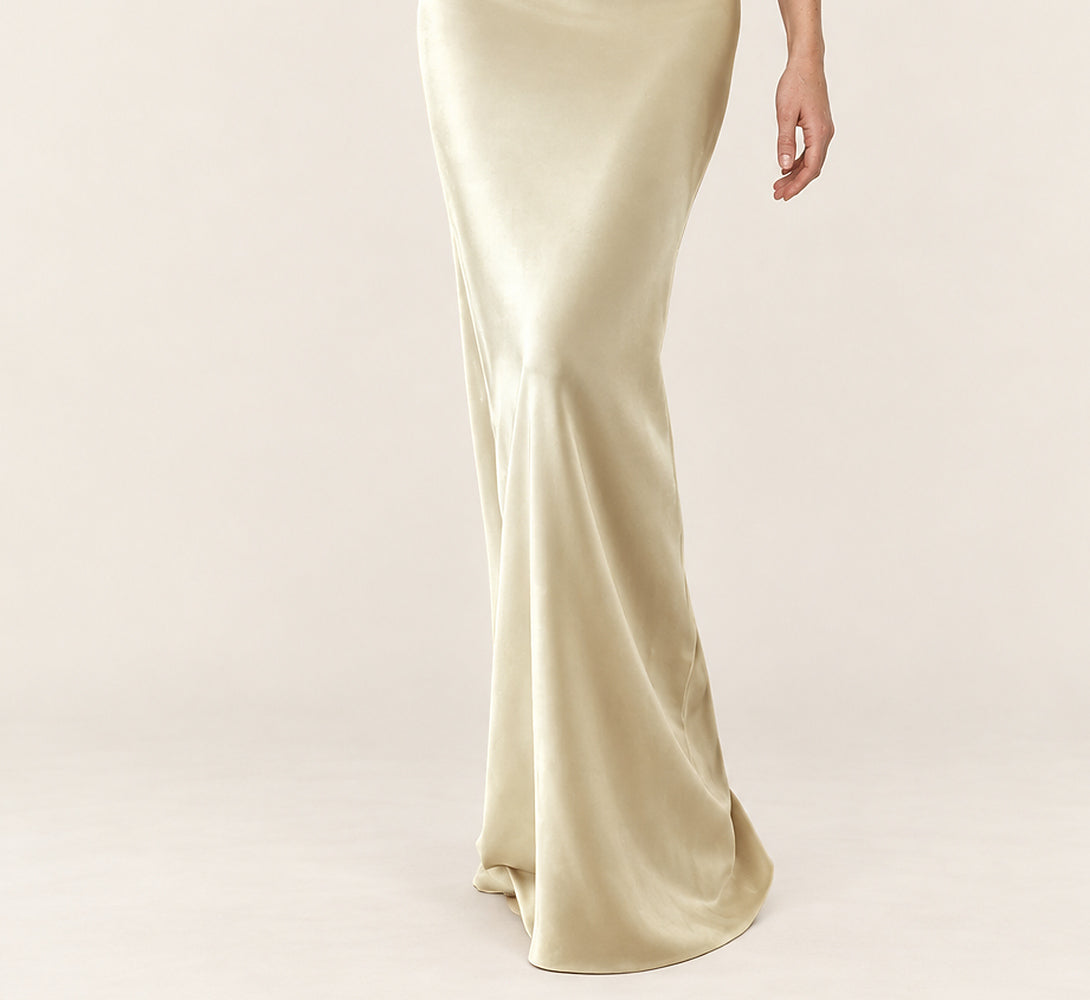 Abigail | Draped Asymmetric Neck Fitted Maxi Dress