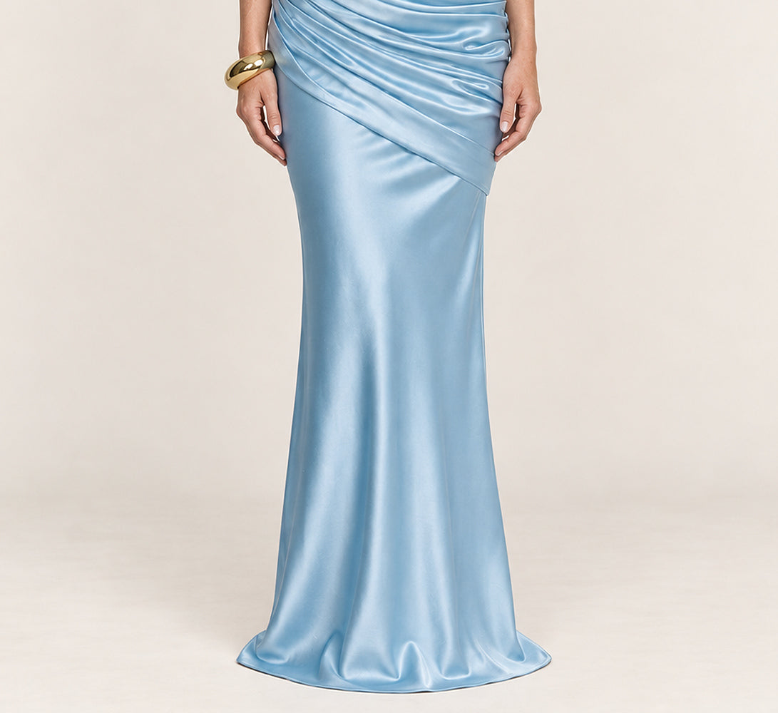 Clara | One-Shoulder Draped Hip Fishtail Maxi Dress