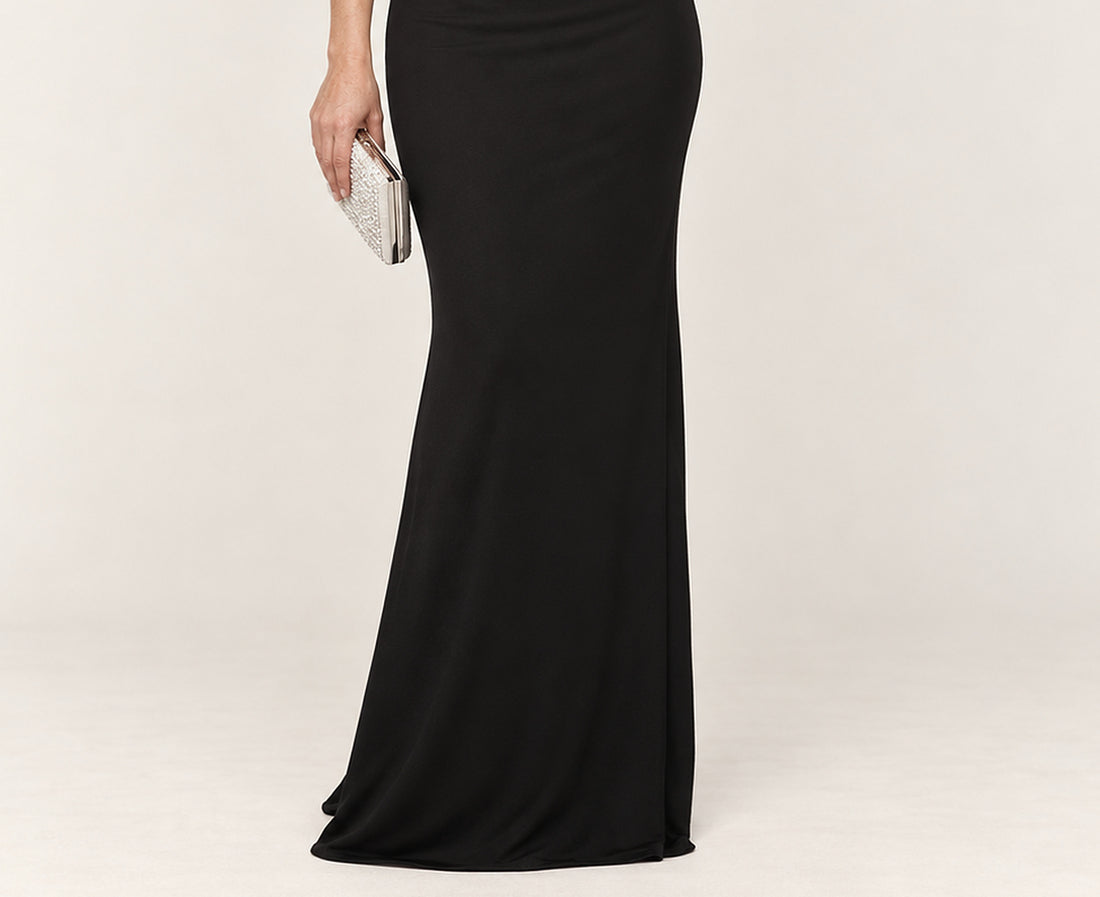 Alma | Asymmetric Neck Ruched Fitted Maxi Dress