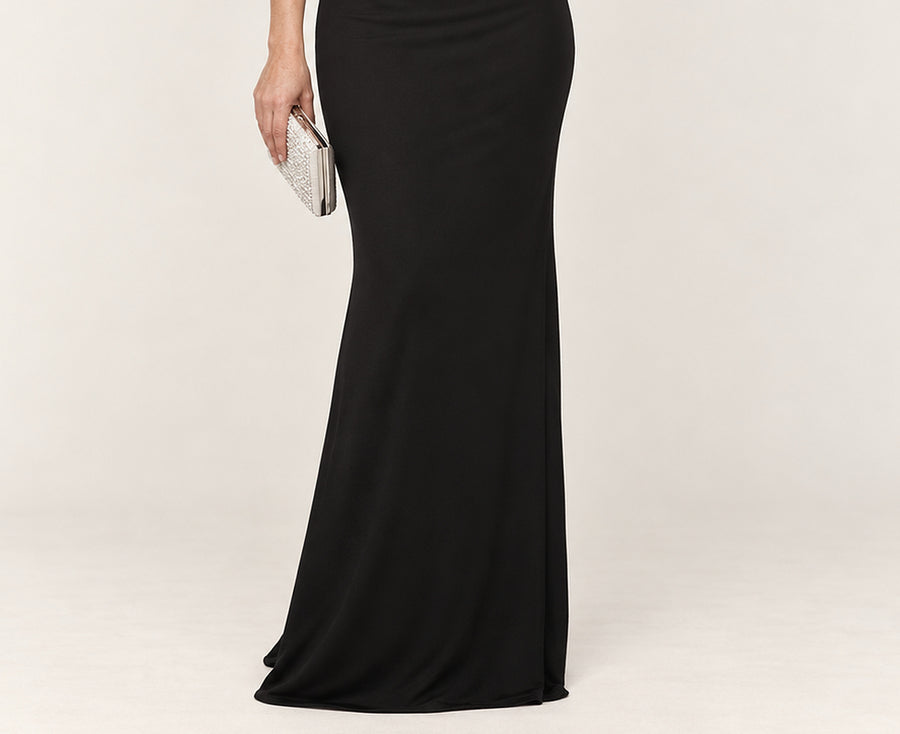 Alma | Asymmetric Neck Ruched Fitted Maxi Dress