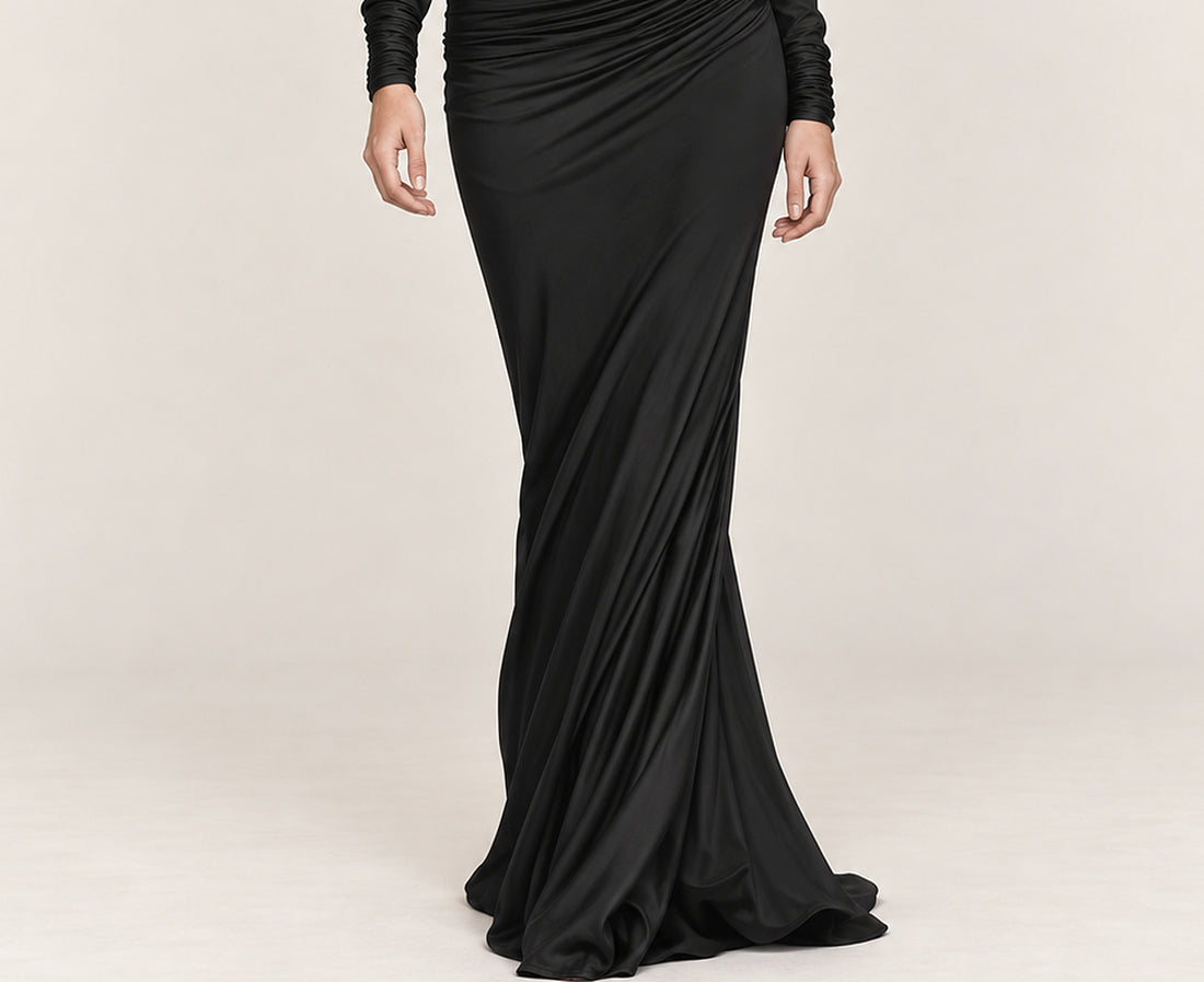 Amelia | Asymmetric Ruched Long-Sleeve Mermaid Maxi Dress