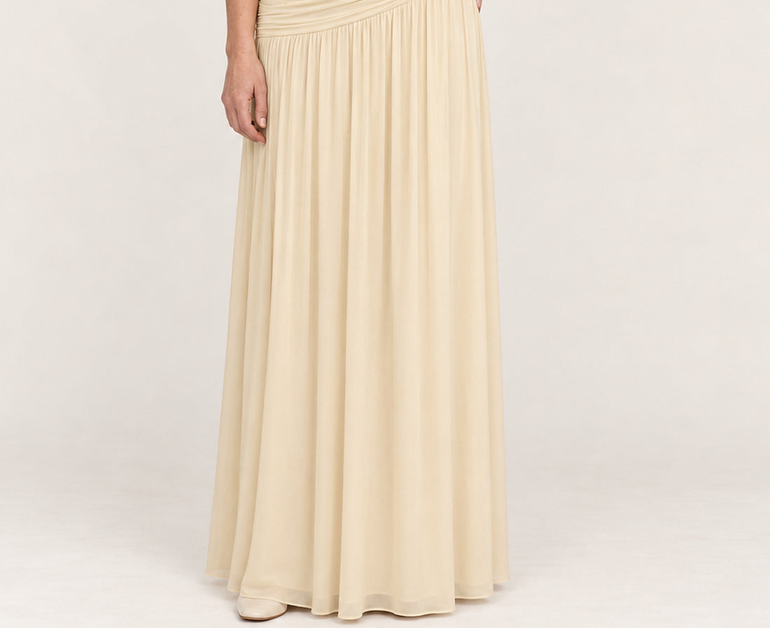 Eugenie | One-Shoulder Ruched Bodice Front-Split Maxi Dress