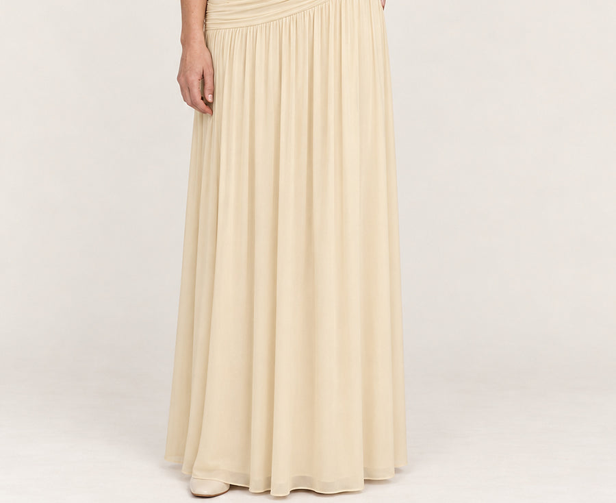 Eugenie | One-Shoulder Ruched Bodice Front-Split Maxi Dress