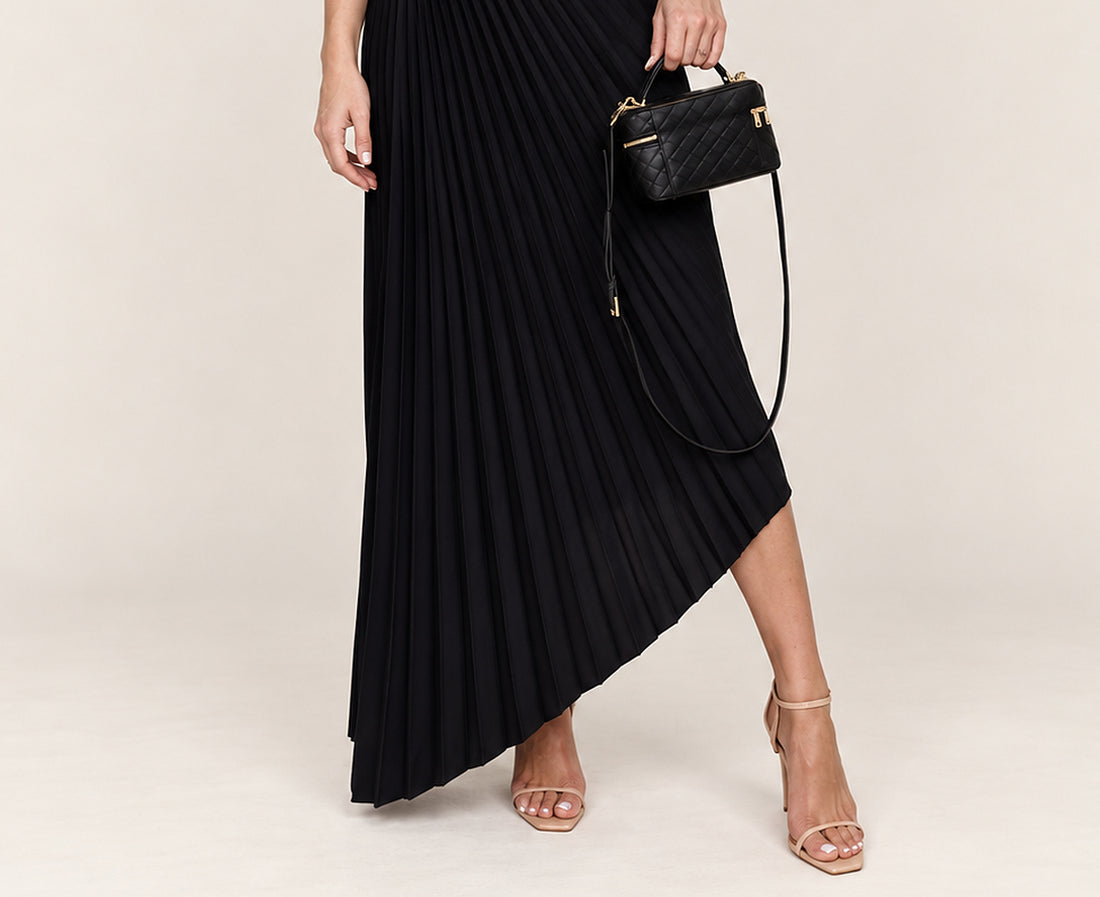 Amara | One-Shoulder Pleated Cut-Out High-Low Maxi Dress