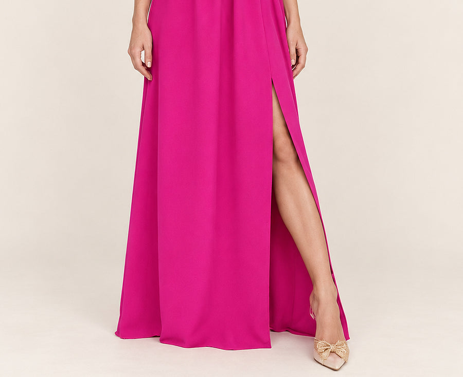 Gabriella | One-Shoulder Flutter Sleeve High-Split Maxi Dress