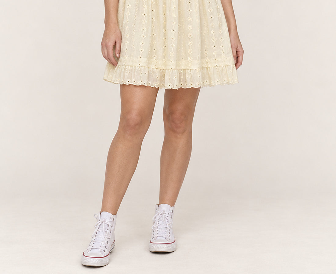 Laurel | Eyelet Smocked Square-Neck Mini Dress
