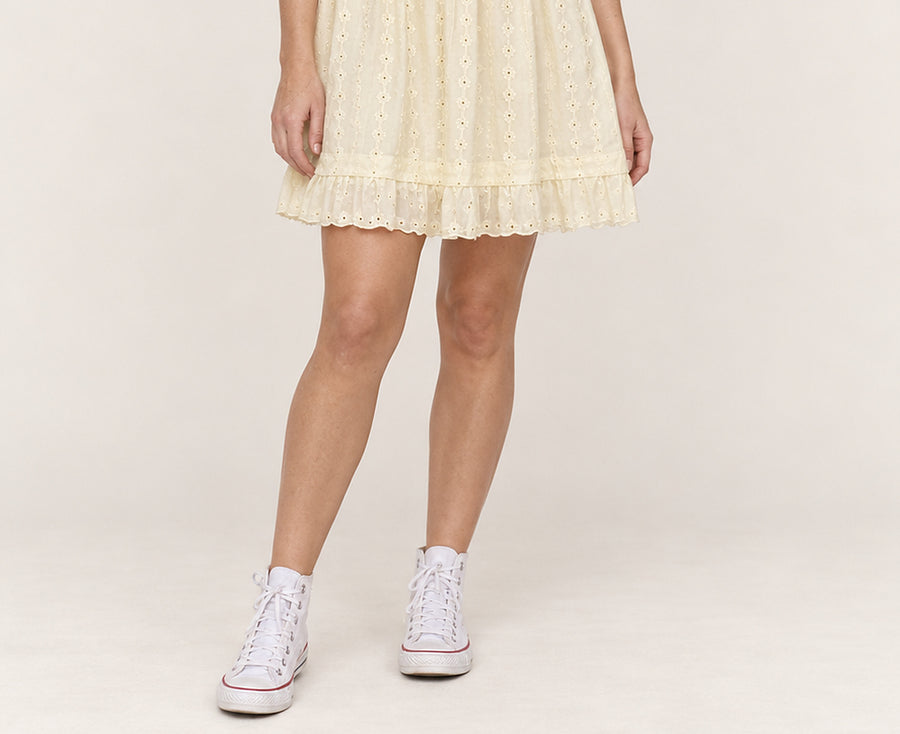 Laurel | Eyelet Smocked Square-Neck Mini Dress