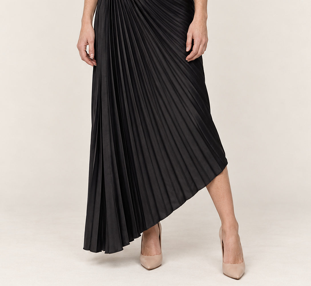Cassia | One-Shoulder Rosette Pleated Cut-Out Maxi Dress