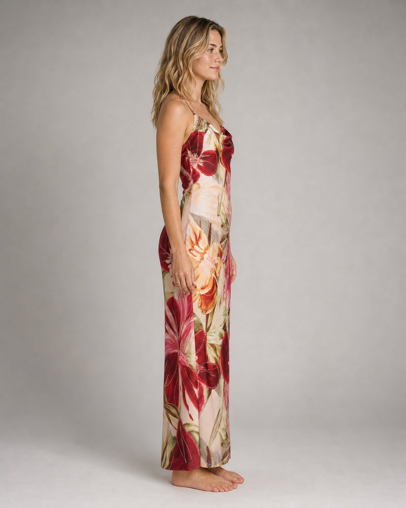 Ruby Cowl-Neck Maxi Dress | Women's Floral Bias-Cut Gown