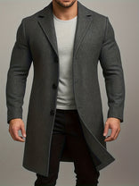 Tweed Overcoat – Single-Breasted Mid-Length – Tailored Fit – Men's Winter Coat Australia in Dark Gray