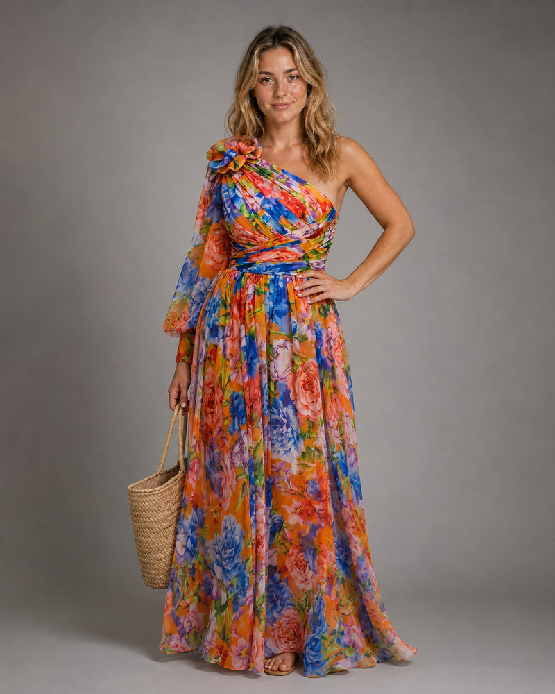 Valentina One-Shoulder Maxi Dress | Women's Floral Resort Gown