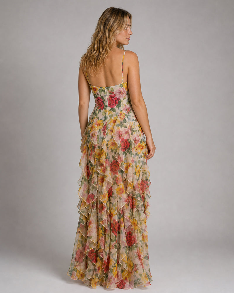 Cleo Tiered Maxi Dress | Women's V-Neck Occasion Gown