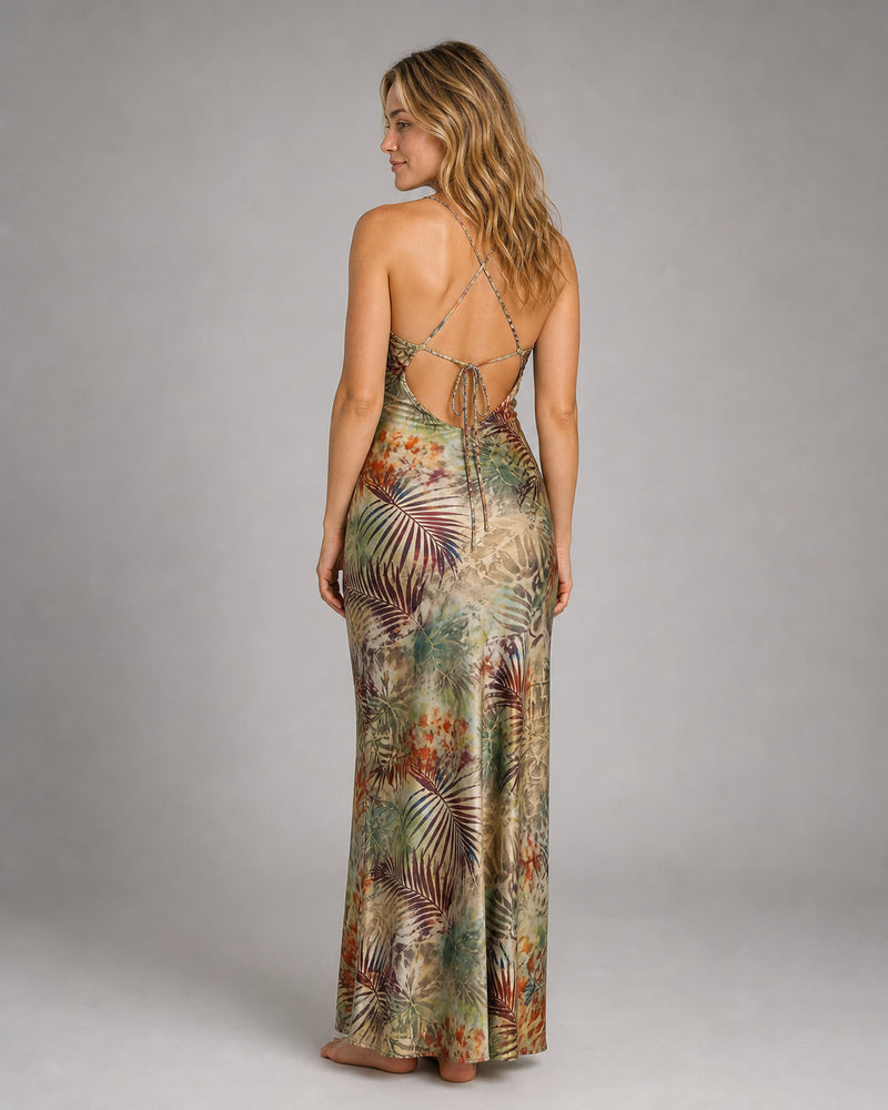 Ruby Cowl-Neck Maxi Dress | Women's Floral Bias-Cut Gown